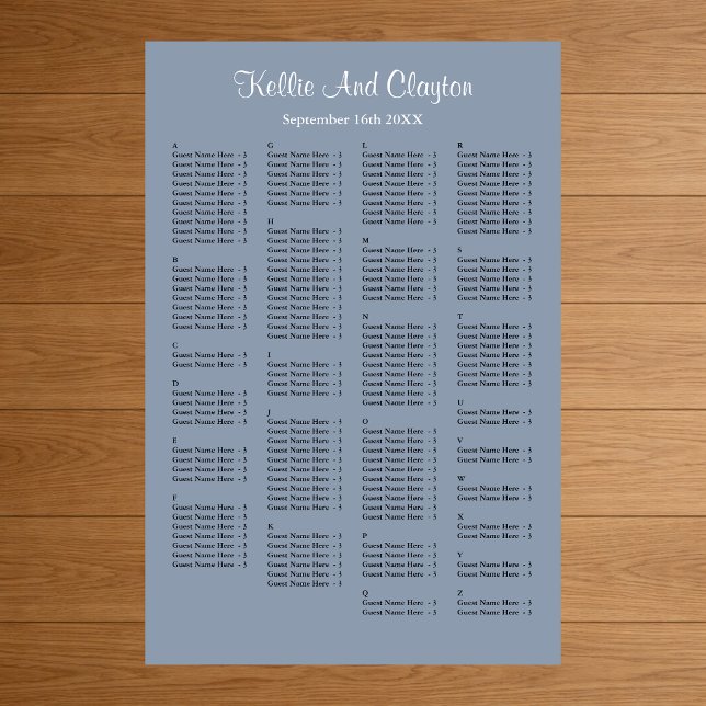 160 Blue Simple Wedding Seating Chart (Creator Uploaded)