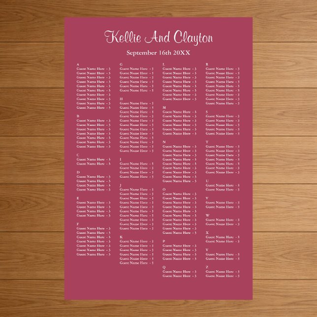160 Burgundy Simple Wedding Seating Chart (Creator Uploaded)