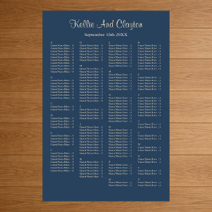 160 Classic Blue Simple Wedding Seating Chart