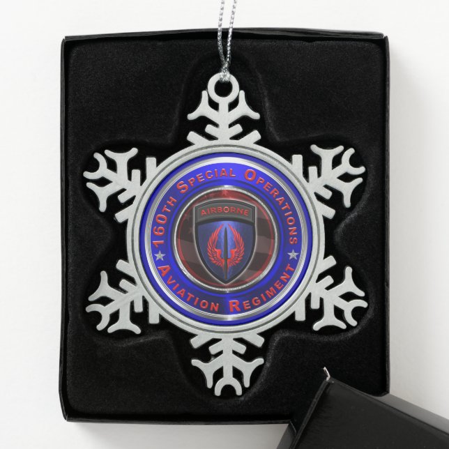 160th Special Operations Aviation Regiment “SOAR”  Snowflake Pewter Christmas Ornament (Box)