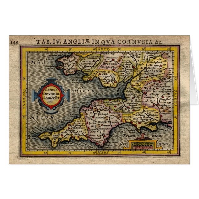 1610 Map of Cornwall, Devon, Somerset, etc... (Front Horizontal)