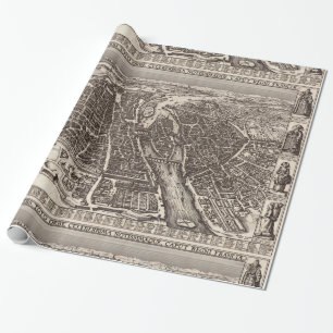 1618 Map of Paris by Claes Jansz. Visscher Wrapping Paper