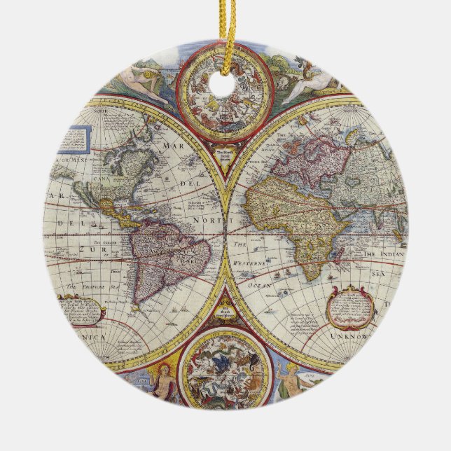 1626 Vintage World Map Ceramic Ornament (Front)