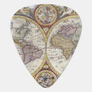 1626 Vintage World Map Plectrum