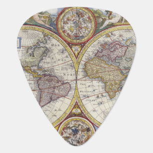 1626 Vintage World Map Plectrum