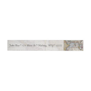1626 Vintage World Map Wraparound Address Label