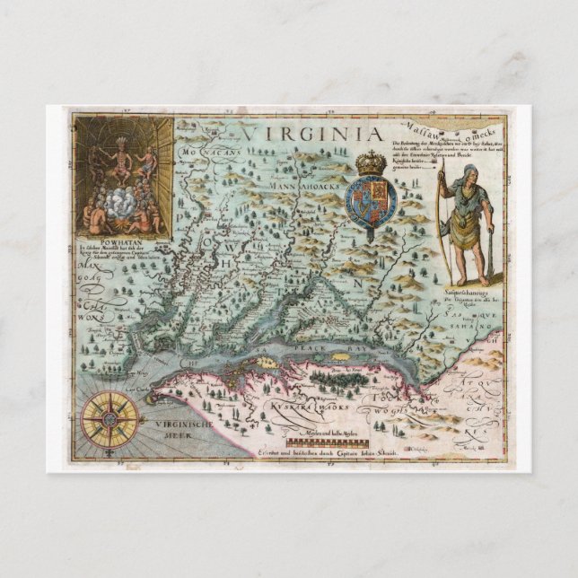 1627 Virginia Map Postcard (Front)