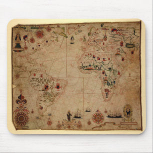 1633 Atantic Ocean Portolan Chart - Pascoal Roiz Mouse Pad