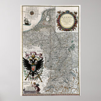 1634 Rhine and Moselle River Map Poster