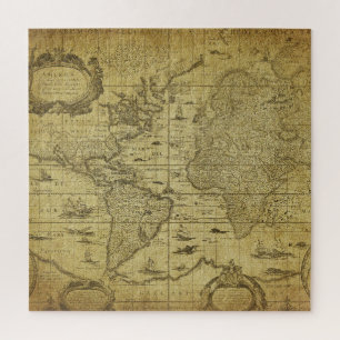 1635 World Map: Vintage Style Jigsaw Puzzle
