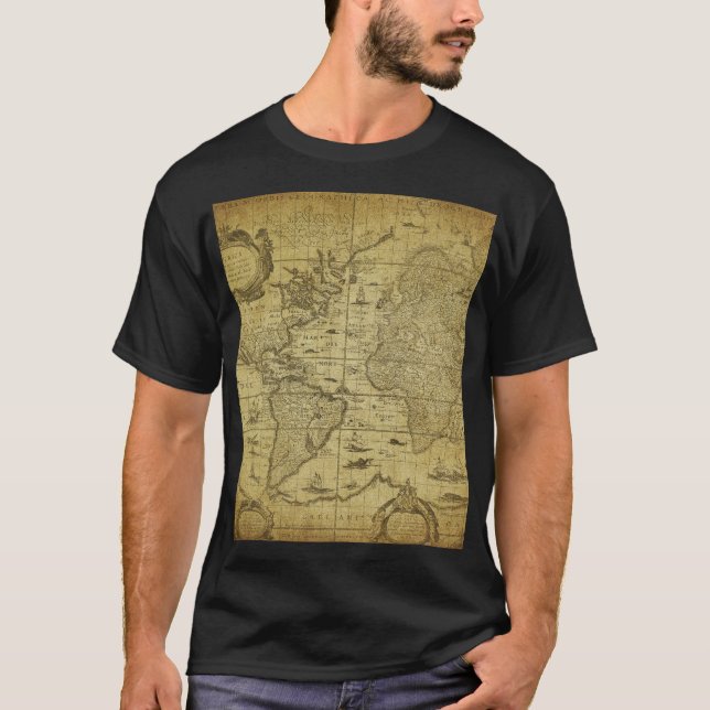 1635 World Map: Vintage Style T-Shirt (Front)