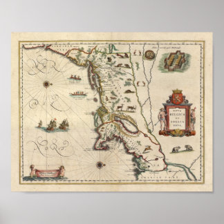 1640 Map "Nova Belgica Et Anglia Nova" Poster