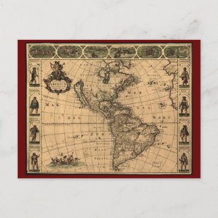1660 - North and South America Historic Map Postcard