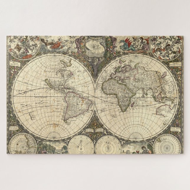 1660 World Map by Frederick de Wit Jigsaw Puzzle (Horizontal)