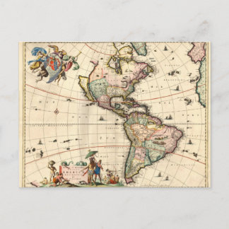 1670 America Map Postcard