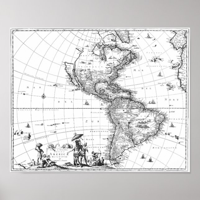 1671 Map Totius Americae Descriptio Poster (Front)
