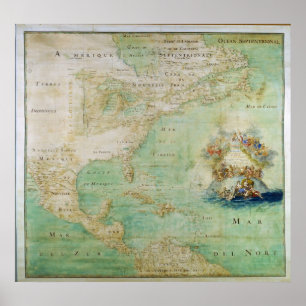 1681 Map of Early America by Claude Abbot Bernou Poster