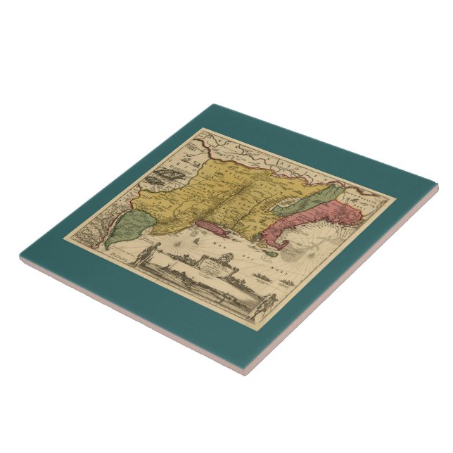 1685 Map - New Belgium, The New World, New England Ceramic Tile (Side)