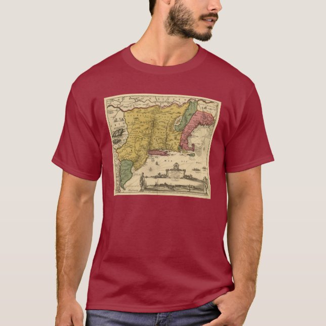 1685 Map - New Belgium, The New World, New England T-Shirt (Front)