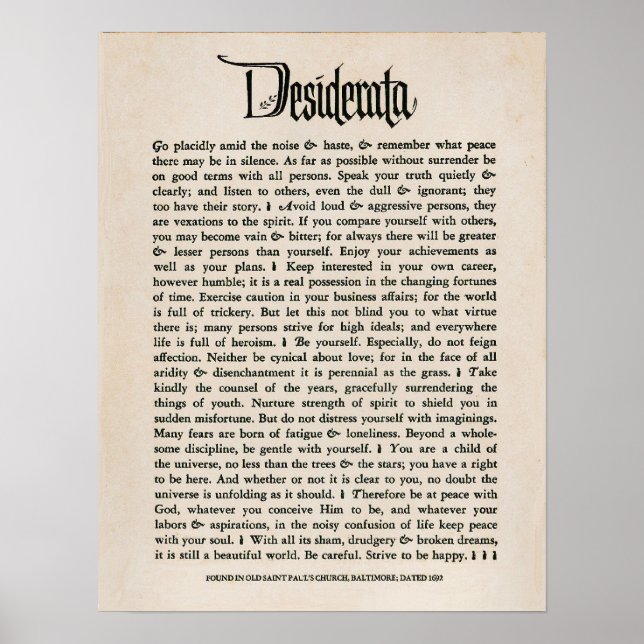 1692 - Desiderata Poster (Front)