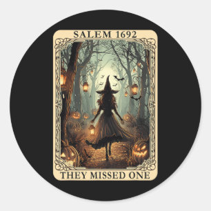 1692 Halloween Witch They Missed One Tarot Card Wo Classic Round Sticker