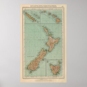 169 New Zealand, Hawaii, Tasmania Poster
