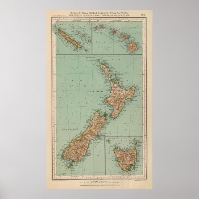 169 New Zealand, Hawaii, Tasmania Poster (Front)