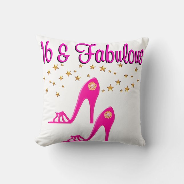 16 AND FABULOUS 16TH BIRTHDAY DESIGN CUSHION (Front)