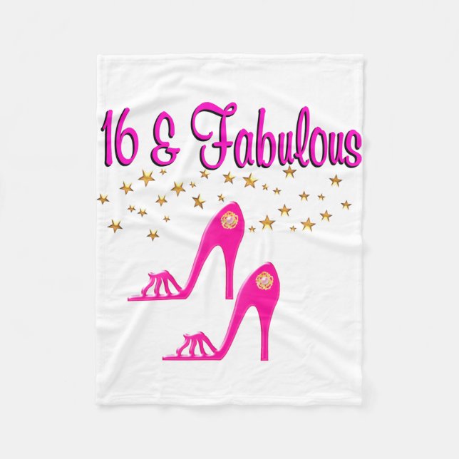 16 AND FABULOUS 16TH BIRTHDAY DESIGN FLEECE BLANKET (Front)