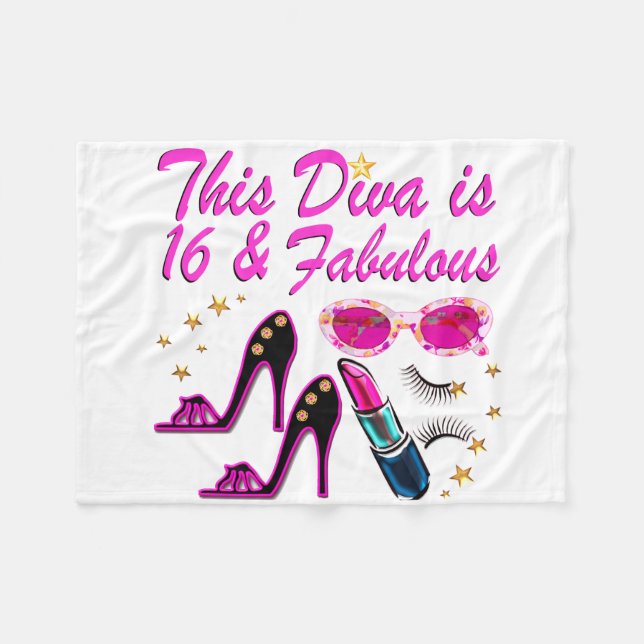 16 AND FABULOUS DIVA FLEECE BLANKET (Front (Horizontal))