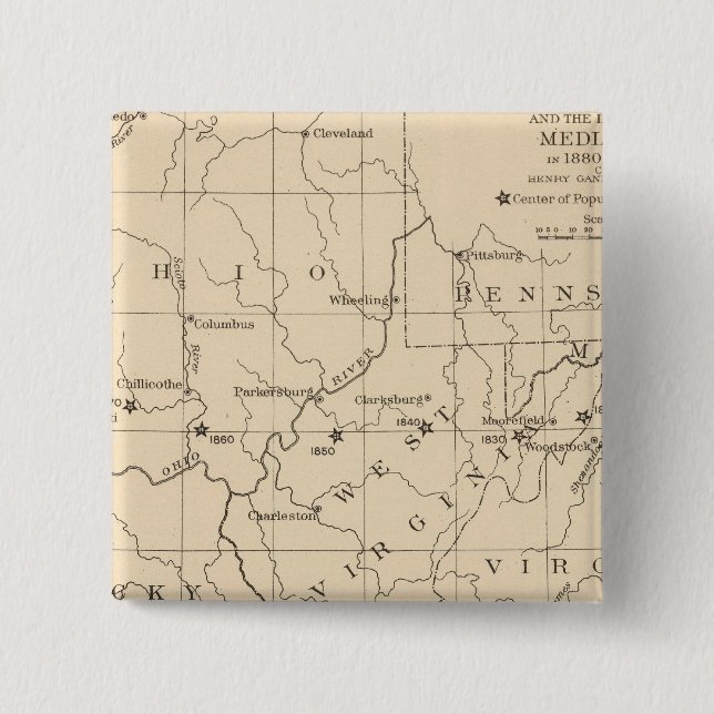 16 Centre of population 17901900 15 Cm Square Badge (Front)