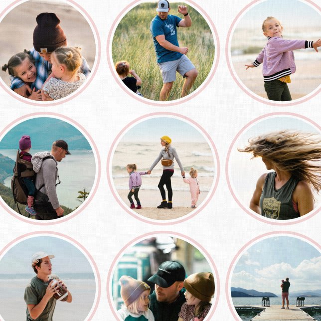 16 Custom Photos & Colour Circle Pattern Pale Pink Wallpaper (Creator Uploaded)