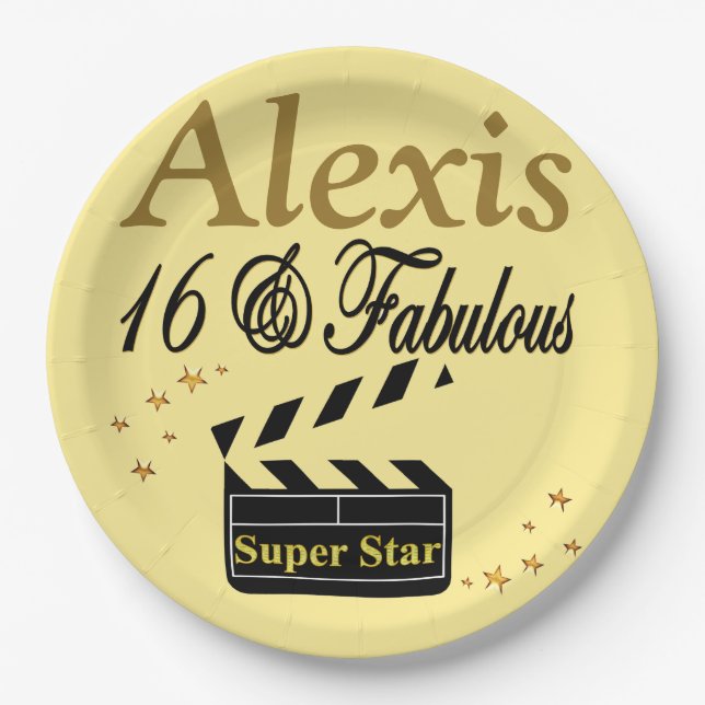 16 & FABULOUS SUPER STAR PERSONALIZED PLATES (Front)
