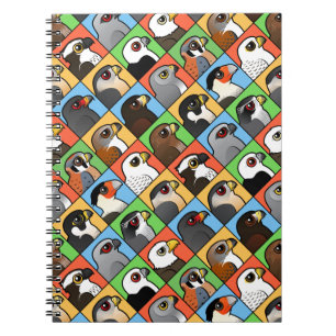 16 North American Raptor Profiles (tiled) Notebook