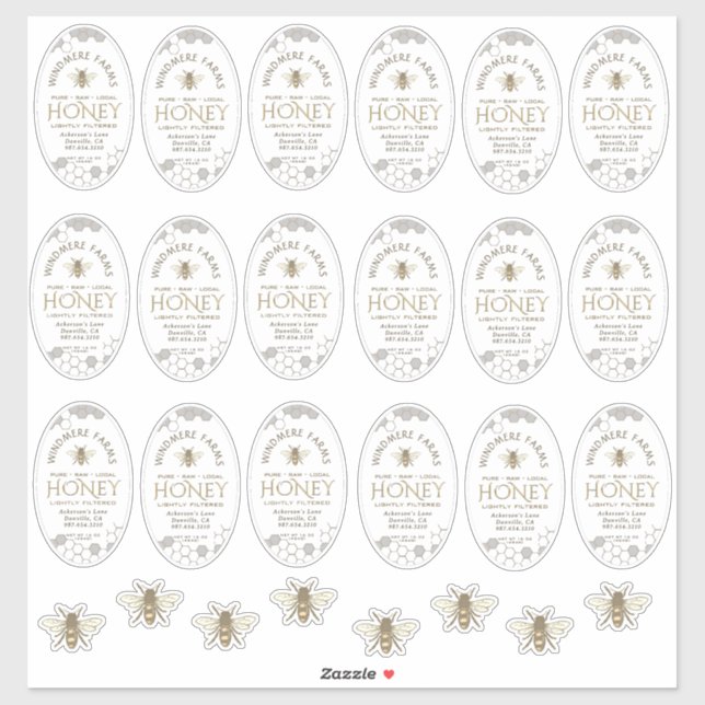 16 or 32oz Waterproof Queenline Honey Jar Labels (Sheet)