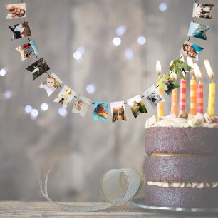 16 own photos personalised Birthday Party Bunting
