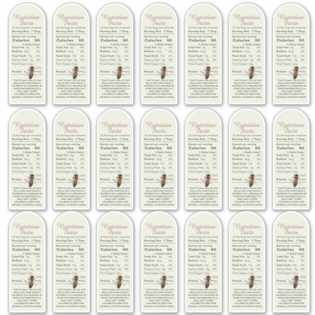 16 oz Muth Honey Jar and bee Nutrition Facts Label (Front)