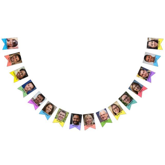 16 Personalised Photos & Names For Class or Team Bunting (All)