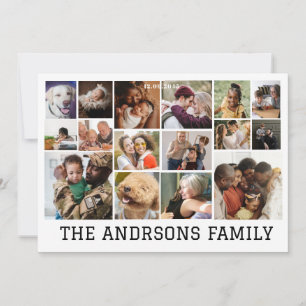 16 photo collage family holiday card   Invitation