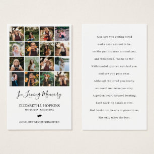 16 Photo Collage Funeral Memorial Prayer Cards