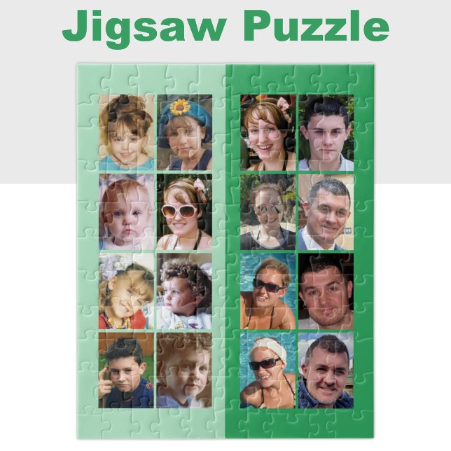 16 photo collage light and dark green jigsaw puzzle (Creator Uploaded)