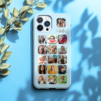 16 Photo Collage Pastel Blue & Monogram