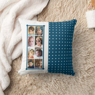 16 photo collage polka dots throw blue cushion