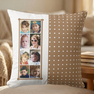 16 photo collage polka dots throw brown cushion