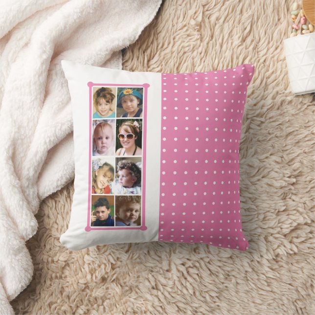 16 photo collage polka dots throw pink cushion (Blanket)