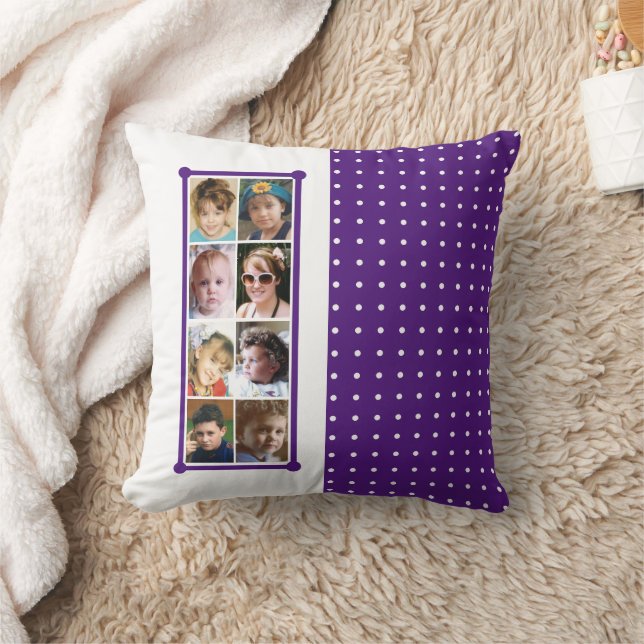 16 photo collage polka dots throw purple cushion (Blanket)