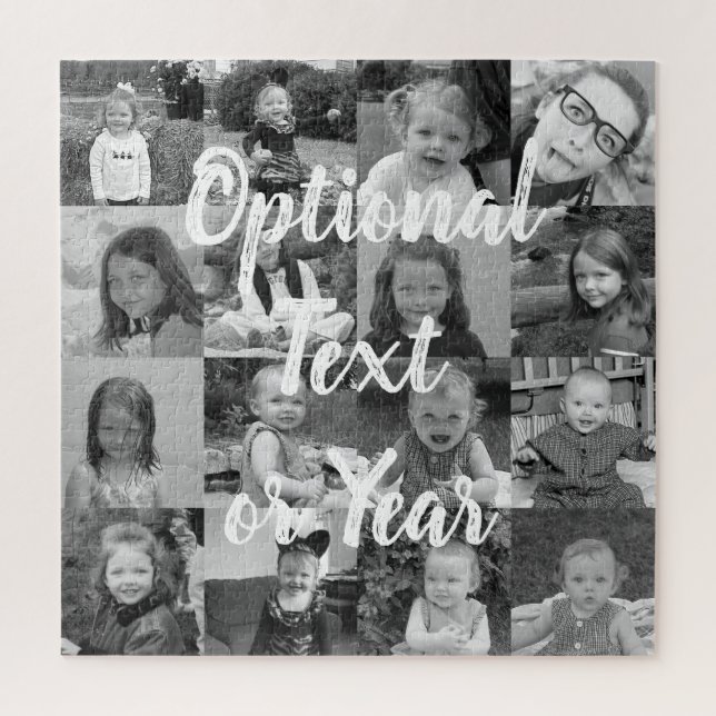 16 Photo Collage Script Text Jigsaw Puzzle (Vertical)