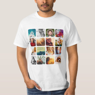 16 Photo Template Square Grid Rounded Frame T-Shirt