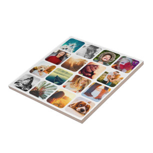 16 Photo Wall Tile Template Grid White Frame