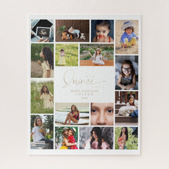 16 Photos Collage Timeline Life Quinceañera Jigsaw Puzzle (Vertical)